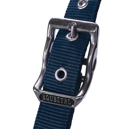 Halter with double adjustment and lead rope