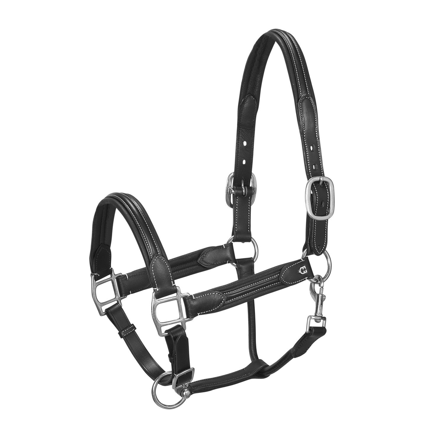 Soft leather halter with durable buckles.