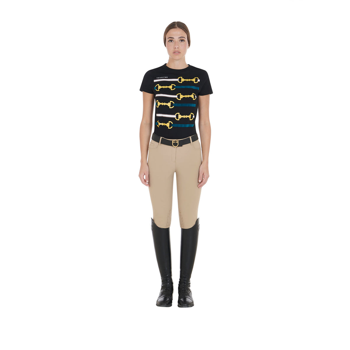 Equestro Ladies Slim Fit Grip Breeches With Logo
