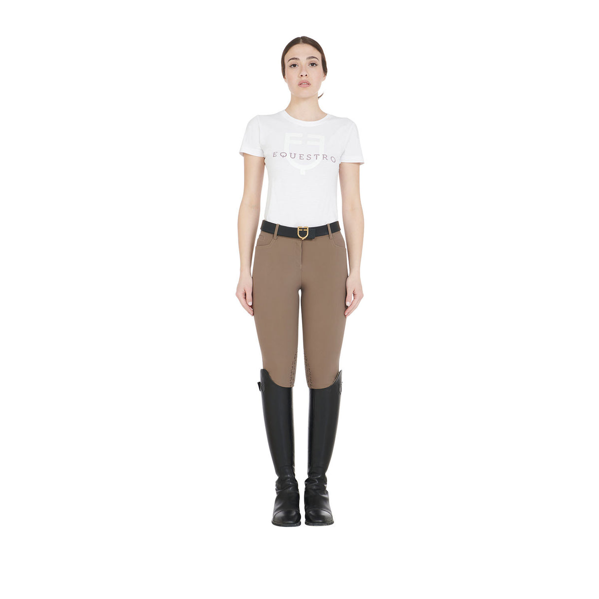 Equestro Ladies Slim Fit Grip Breeches With Logo