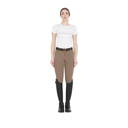 Equestro Ladies Slim Fit Grip Breeches With Logo