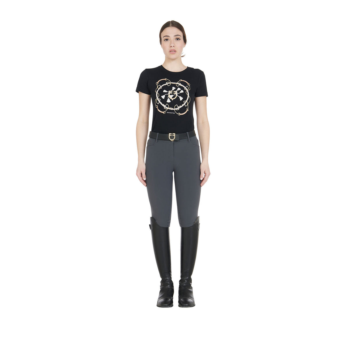 Equestro Ladies Slim Fit Grip Breeches With Logo