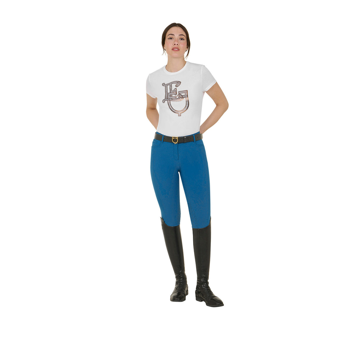 Equestro Ladies Slim Fit Grip Breeches With Logo