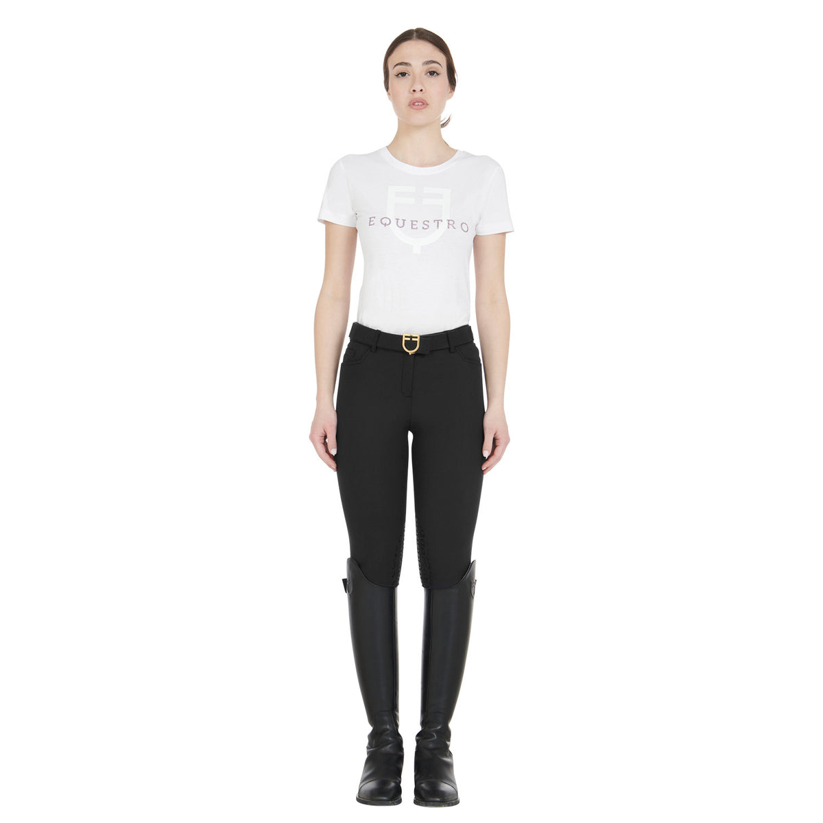 Equestro Ladies Slim Fit Grip Breeches With Logo