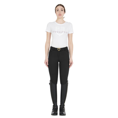 Equestro Ladies Slim Fit Grip Breeches With Logo