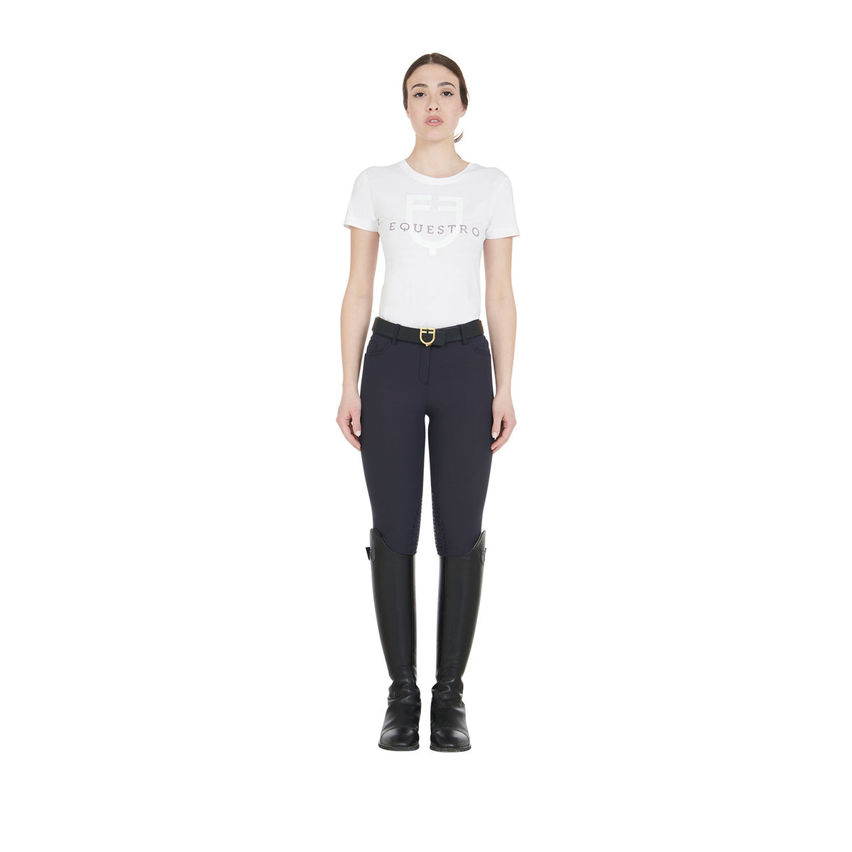 Equestro Ladies Slim Fit Grip Breeches With Logo