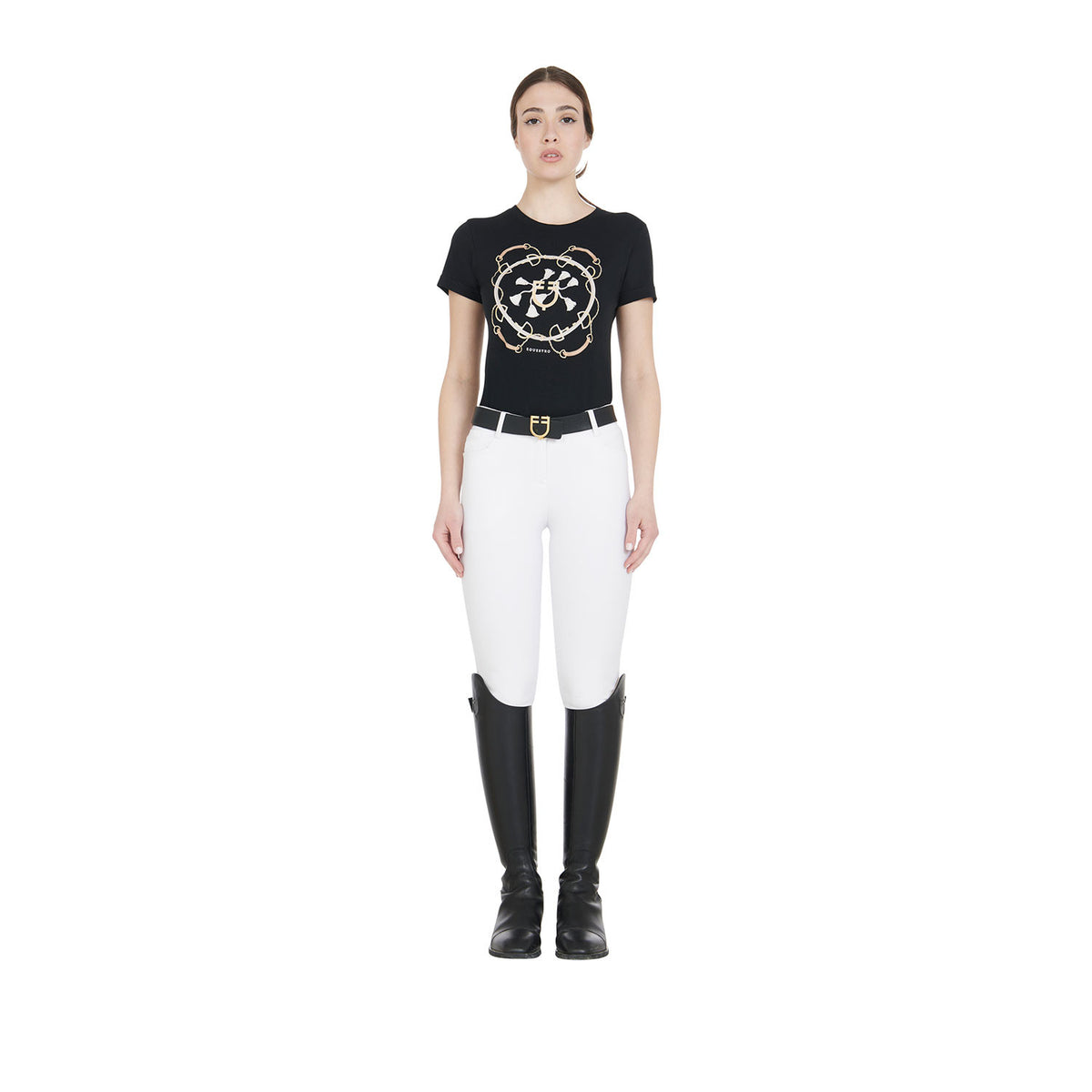 Equestro Ladies Slim Fit Grip Breeches With Logo