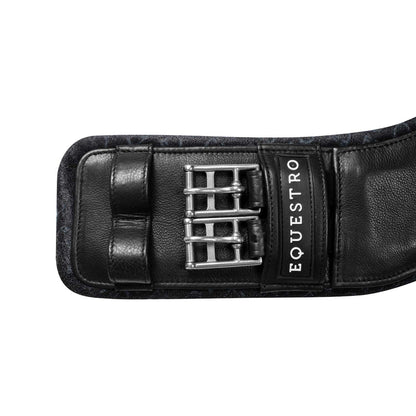 Equestro Shaped Dressage Girth In Leather With Engraved Logo