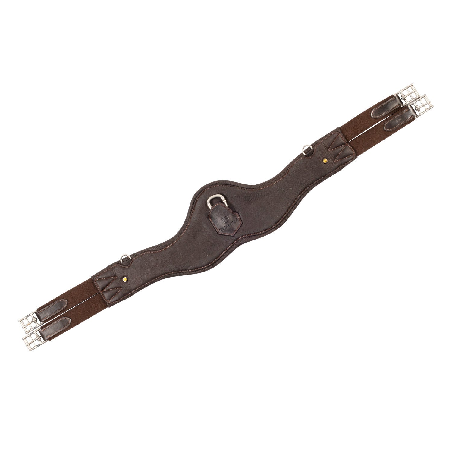 Shaped leather jumping girth.