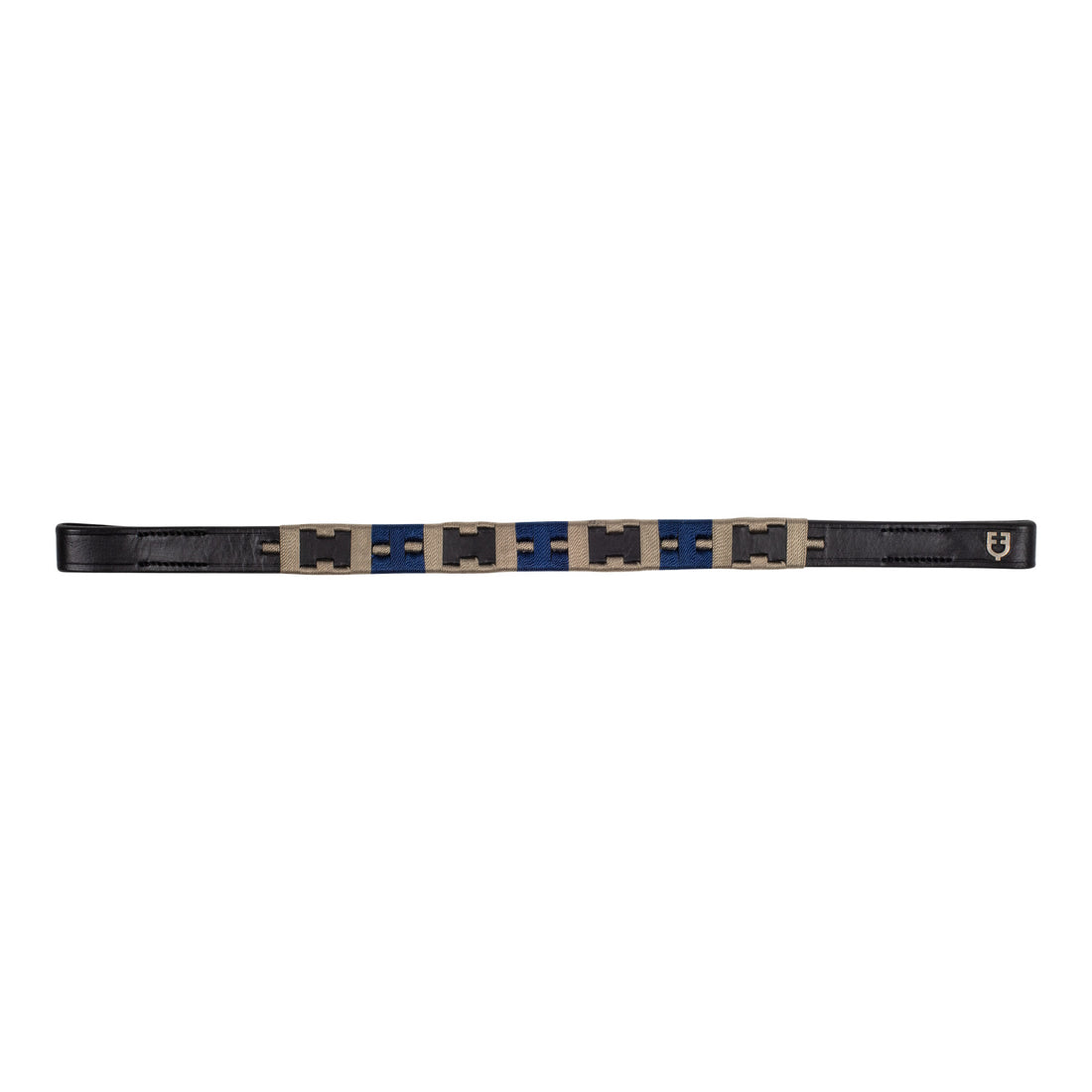 Leather browband with geometric pattern.