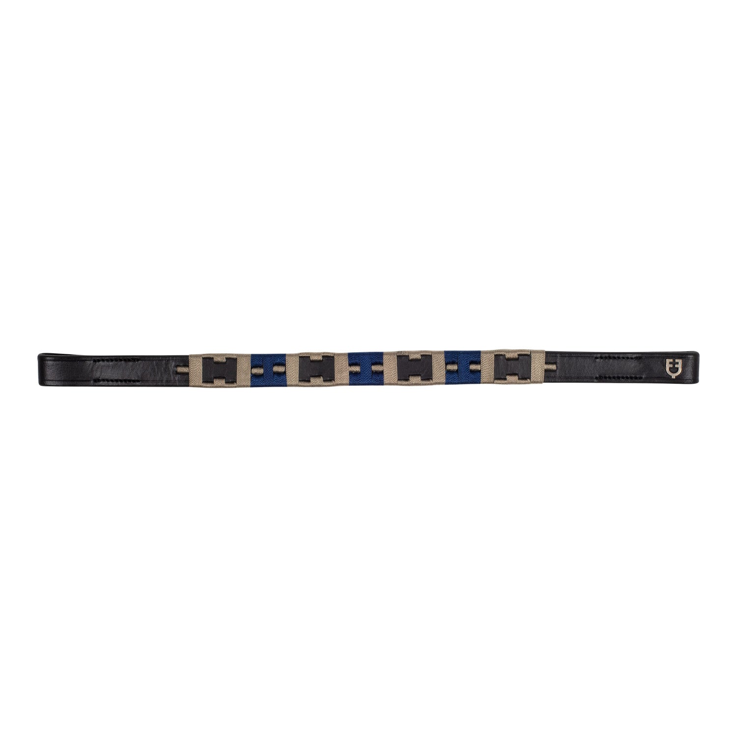 Leather browband with geometric pattern.