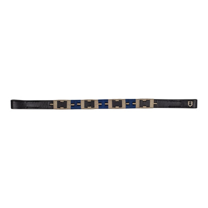 Leather browband with geometric pattern.