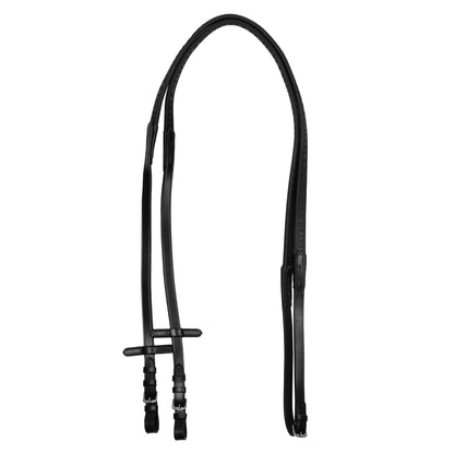 Solid lettering grip rubber reins silver fitting.