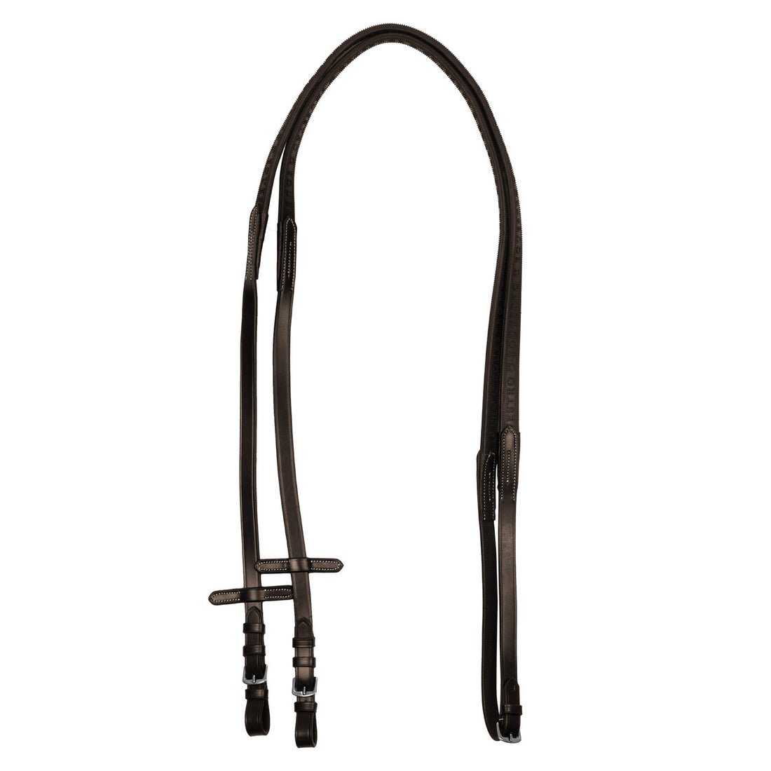 Solid lettering grip rubber reins silver fitting.