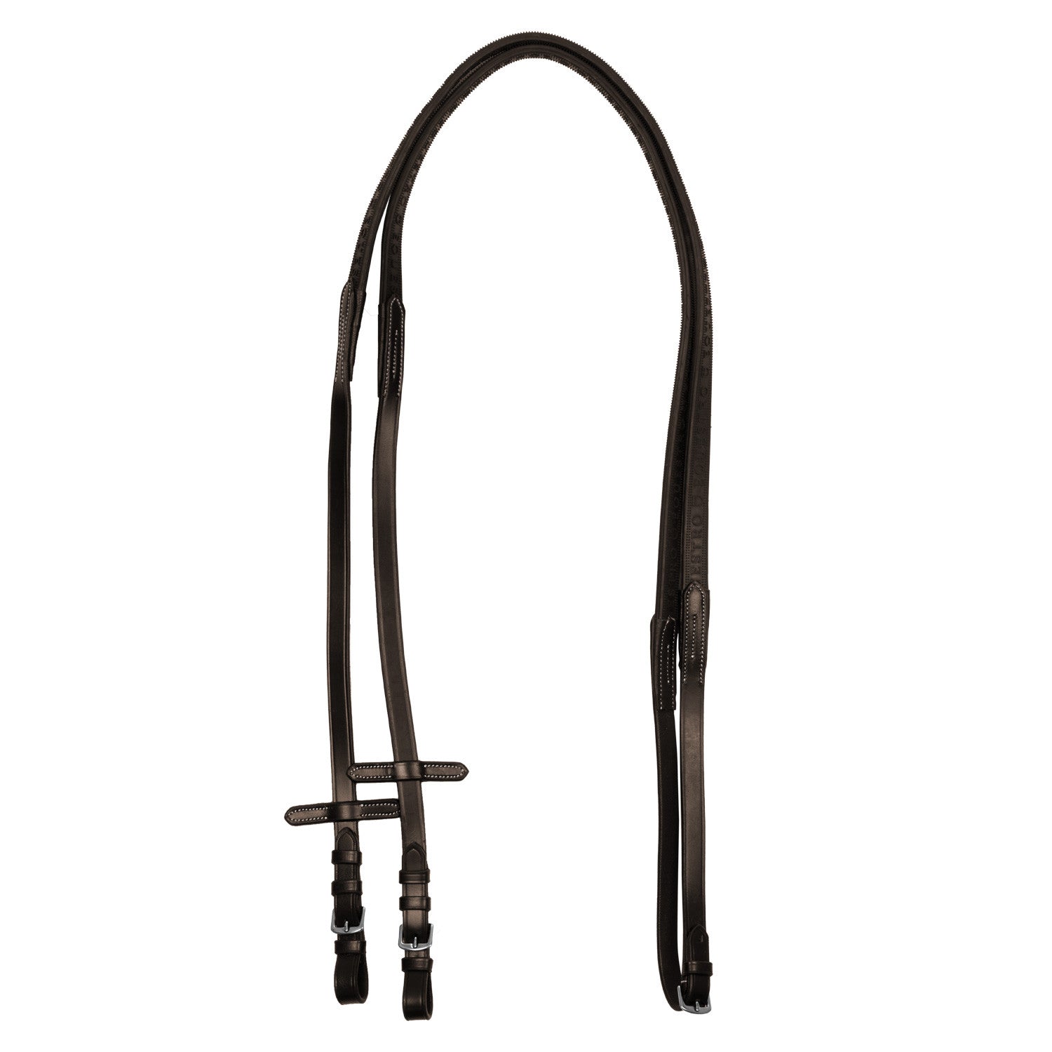 Solid lettering grip rubber reins silver fitting.