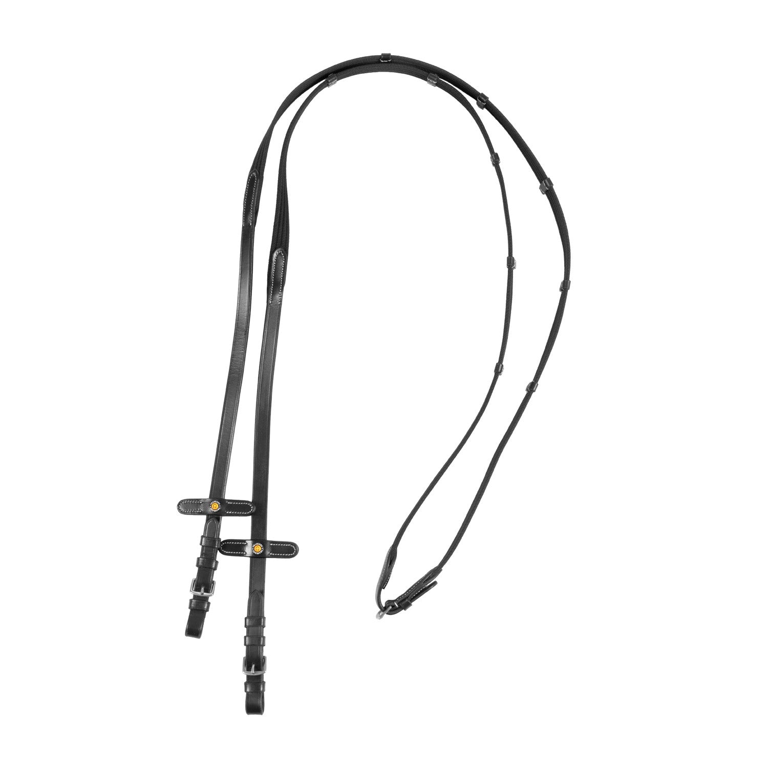 Leather Reins with Webbing Strap.