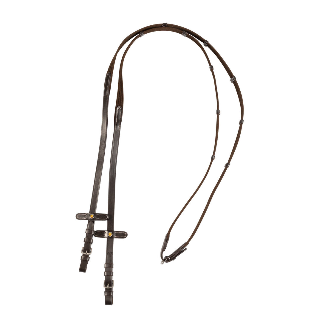 Leather Reins with Webbing Strap.