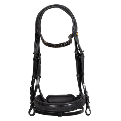 English leather bridle with glittery noseband