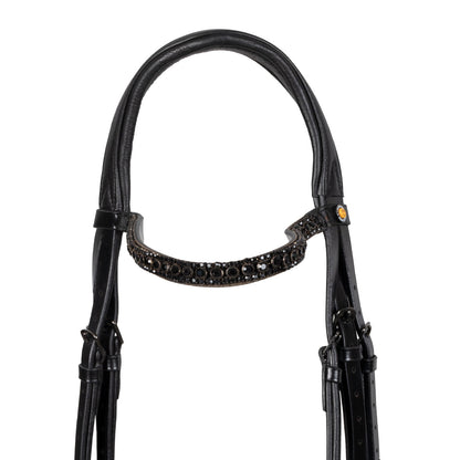English leather bridle with glittery noseband