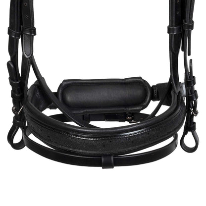 English leather bridle with glittery noseband