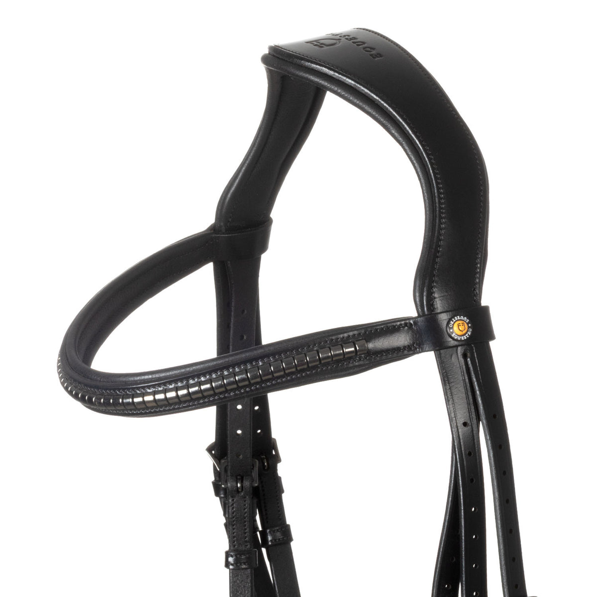 Leather bridle with black clincher