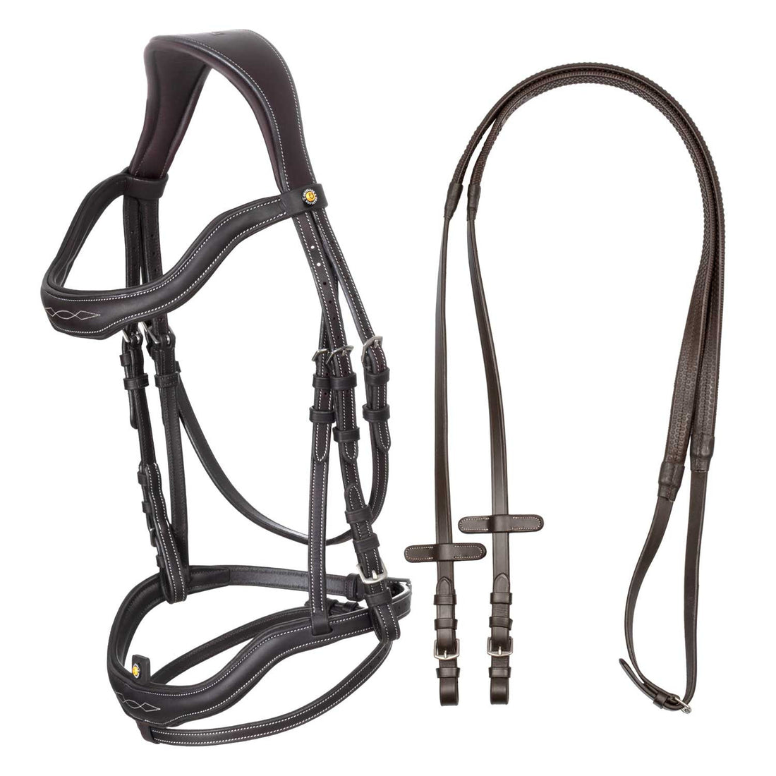 Soft leather stitched bridle.