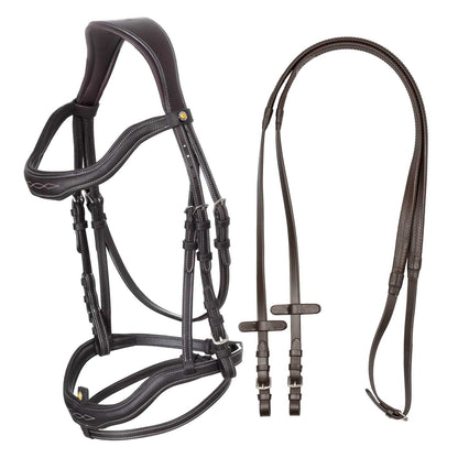 Soft leather stitched bridle.