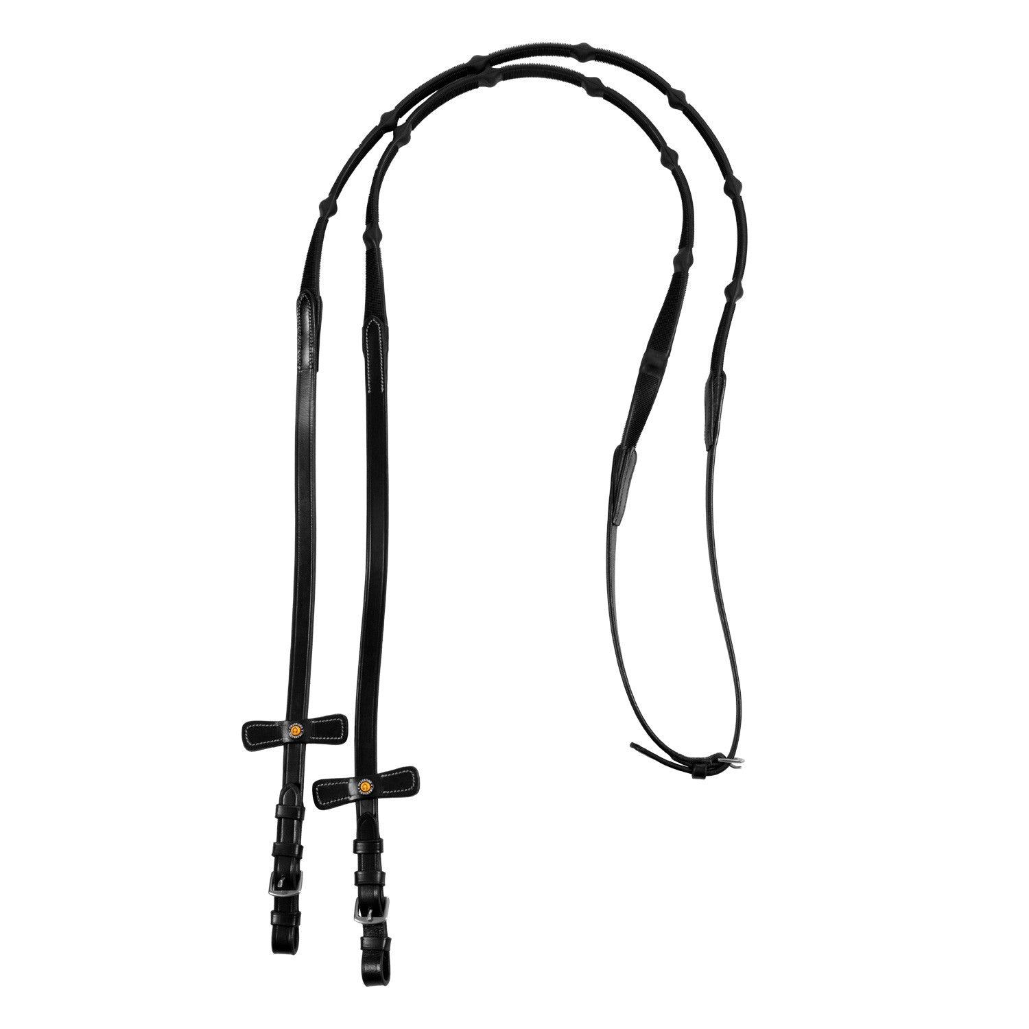 Leather solid grip reins with stoppers.
