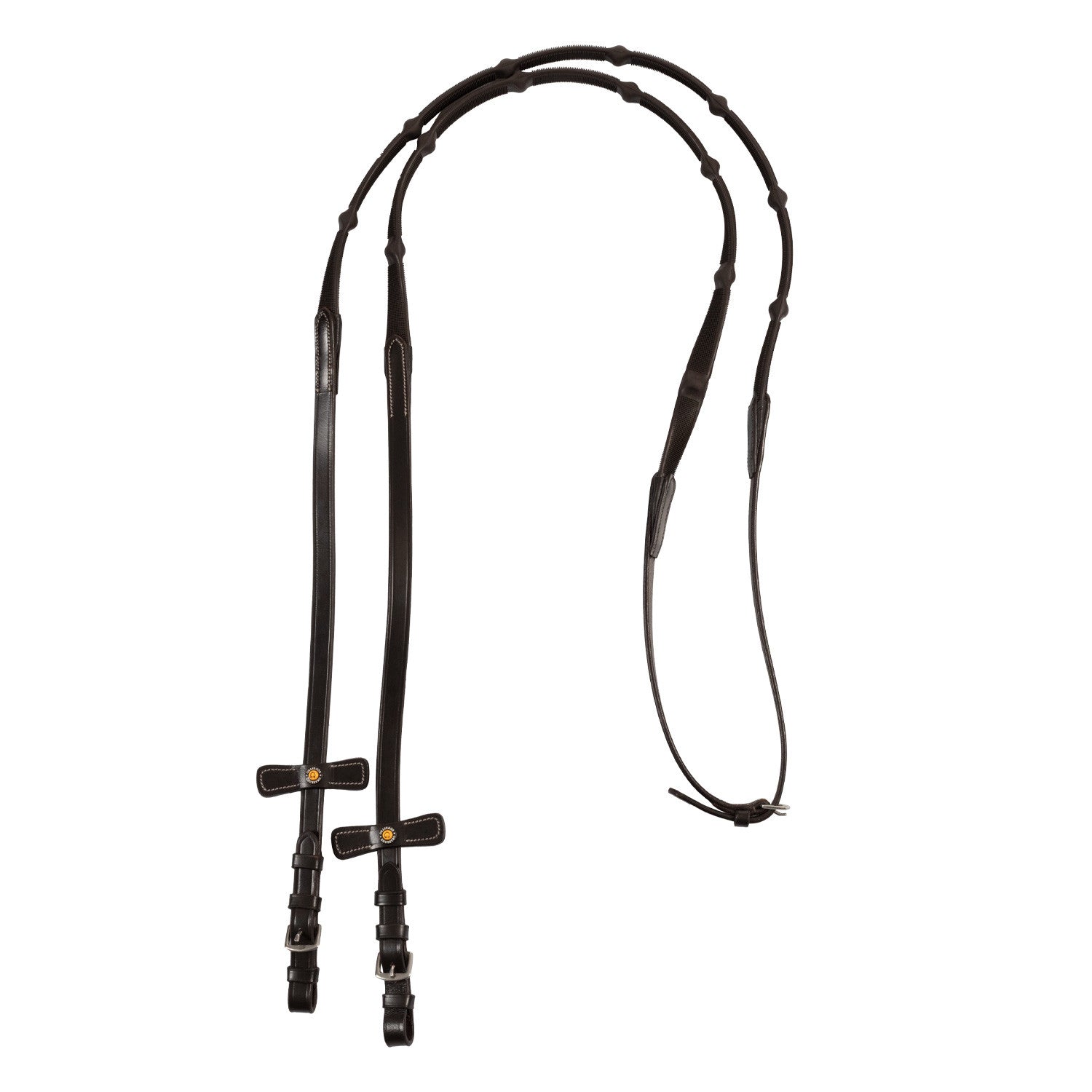 Leather solid grip reins with stoppers.