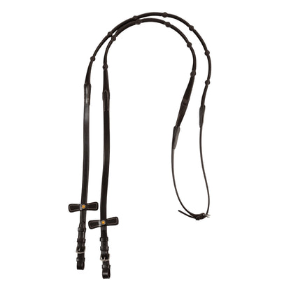 Leather solid grip reins with stoppers.