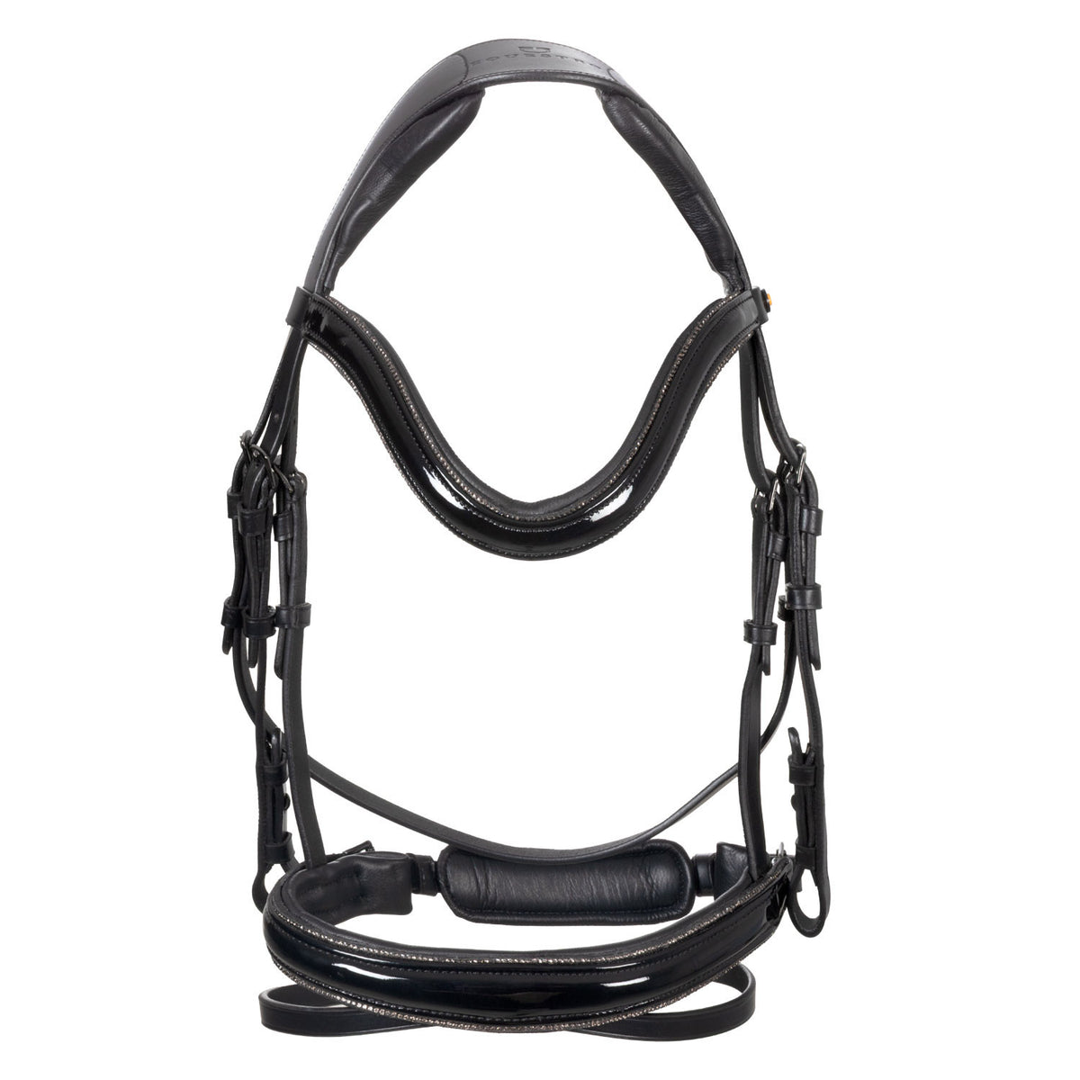 English bridle in polished leather with rhinestones