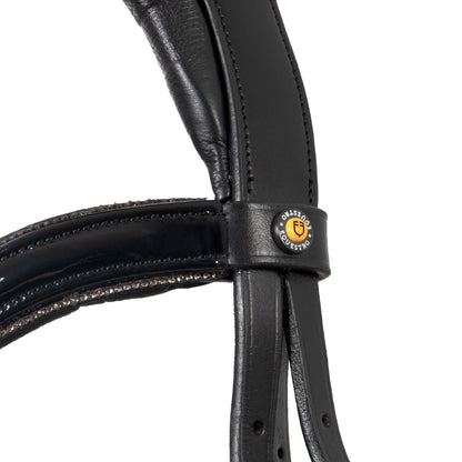 English bridle in polished leather with rhinestones