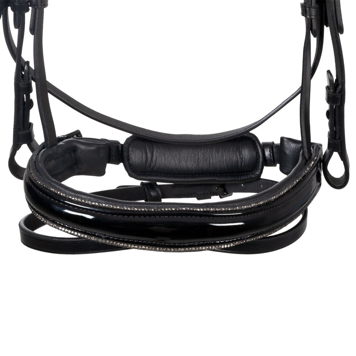 English bridle in polished leather with rhinestones