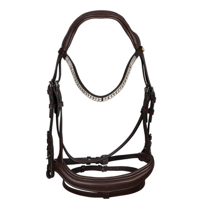 Black leather anatomical bridle with rhinestones