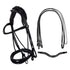 Leather dressage bridle with anatomical headpiece.