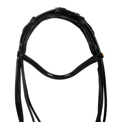 Leather dressage bridle with anatomical headpiece