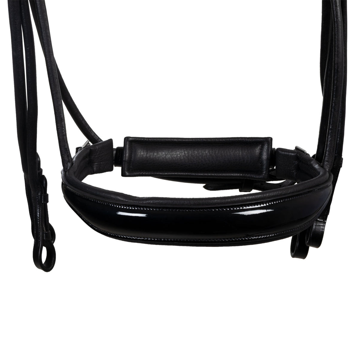 Leather dressage bridle with anatomical headpiece