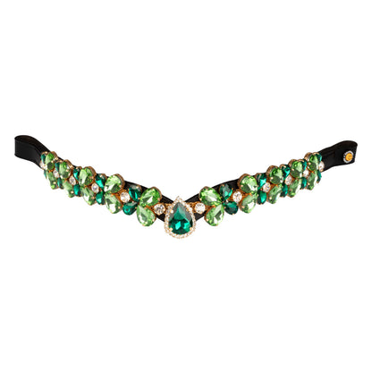Green Ray Crystal leather browband