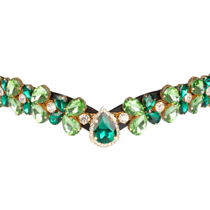Green Ray Crystal leather browband