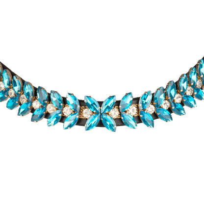 Blue Jets Crystal leather browband