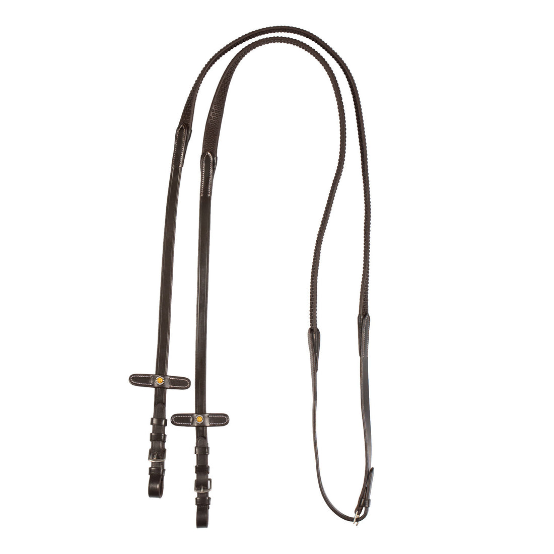 Leather reins with rubber grip.