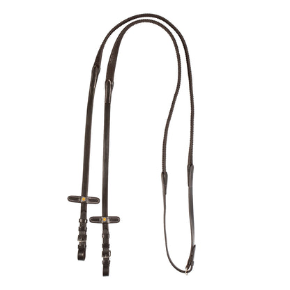 Leather reins with rubber grip.