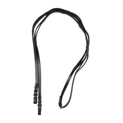 Leather reins with stainless steel buckles.