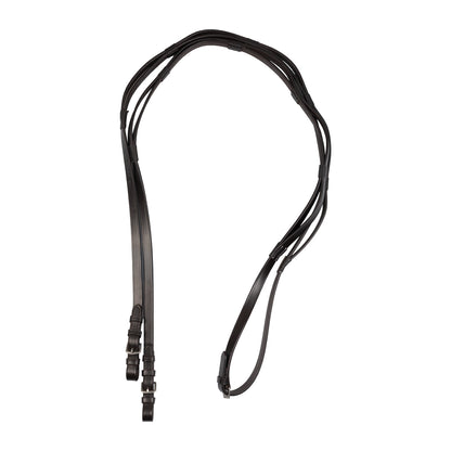 Leather reins with stainless steel buckles.