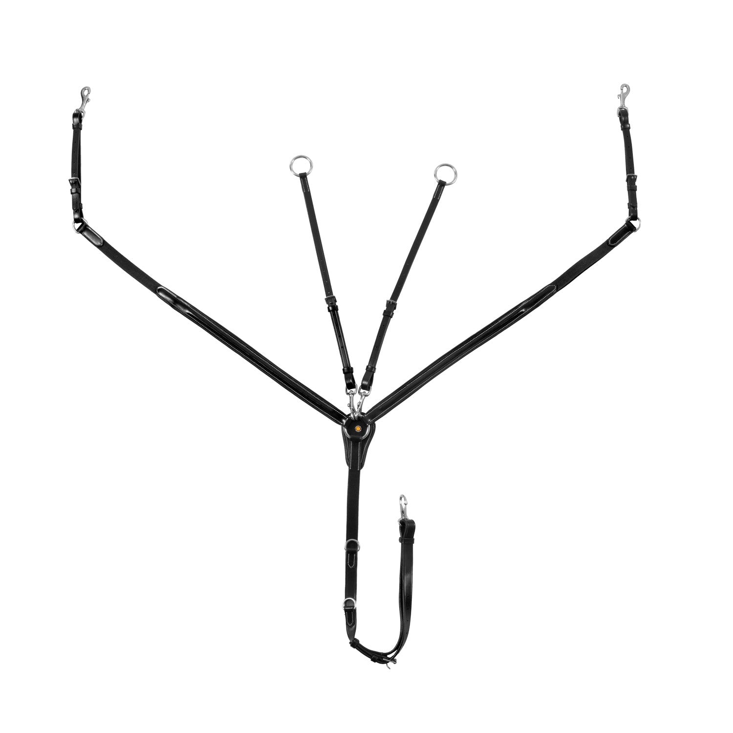 LEATHER BREASTPLATE WITH ELASTIC INSERTS &amp; REMOVABLE MARTINGALE.