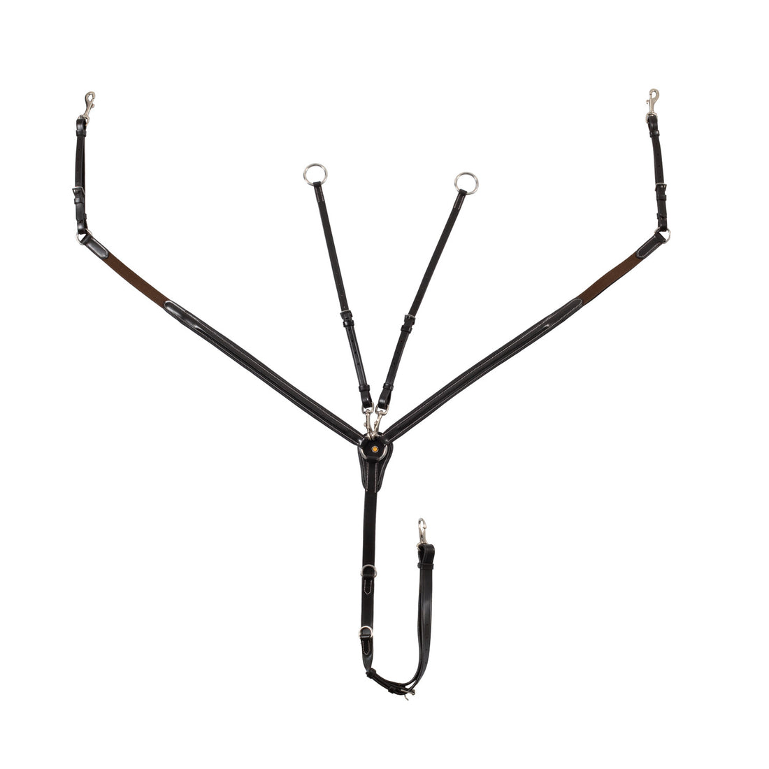 LEATHER BREASTPLATE WITH ELASTIC INSERTS &amp; REMOVABLE MARTINGALE.