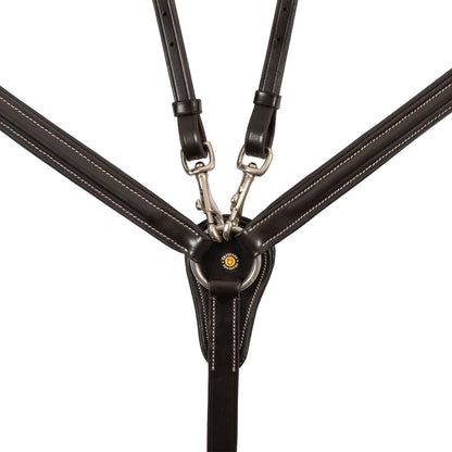 LEATHER BREASTPLATE WITH ELASTIC INSERTS &amp; REMOVABLE MARTINGALE