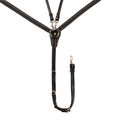LEATHER BREASTPLATE WITH ELASTIC INSERTS &amp; REMOVABLE MARTINGALE
