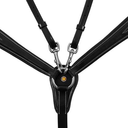 Tanned leather fork breastplate with embroideries