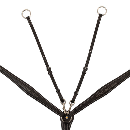Tanned leather fork breastplate with embroideries